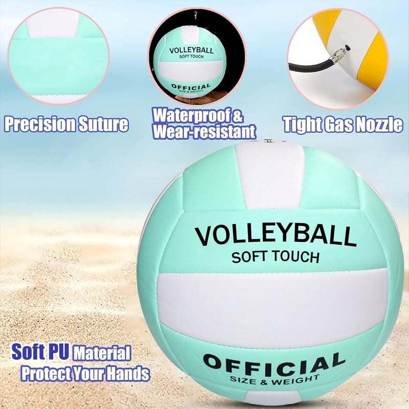 Magicorange Volleyball, 1 Pack Official Size 5 Volleyballs- PU Leather Indoor Outdoor Soft Touch Volleyballs for Beach Play, Game,Gym,Training -Includes Ball Pump - Image 3
